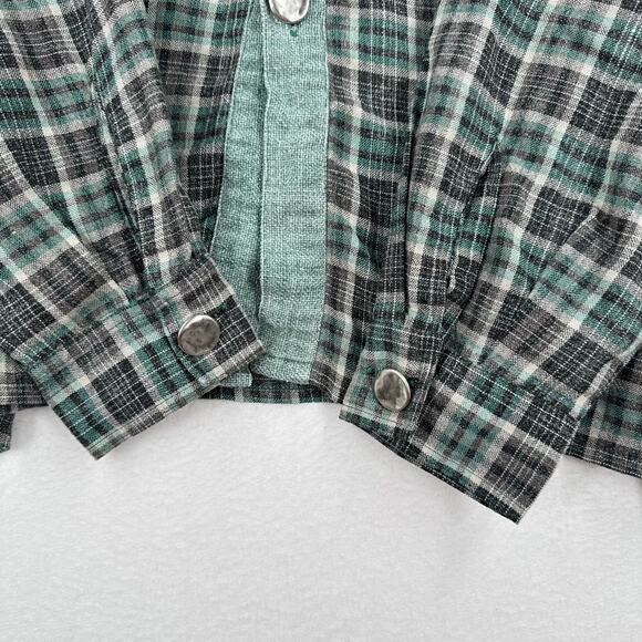 Lagenlook Button Down Shirt Womens 2XL Mens XL Green Unisex Hippie Hobbitcore - Picture 4 of 12